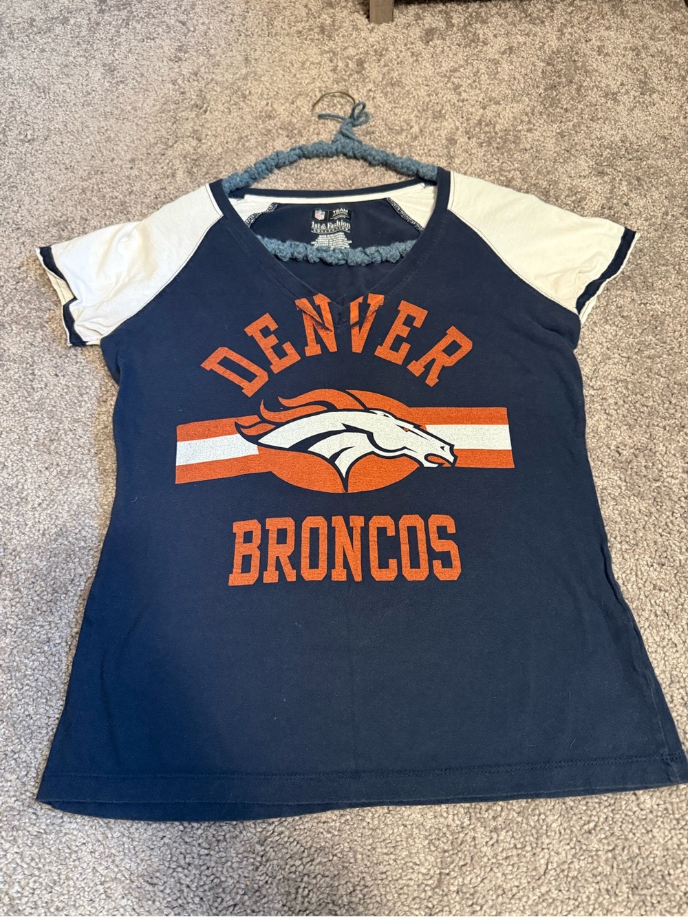 NFL Denver Broncos cotton t-shirt with orange/white logo and text Size Medium